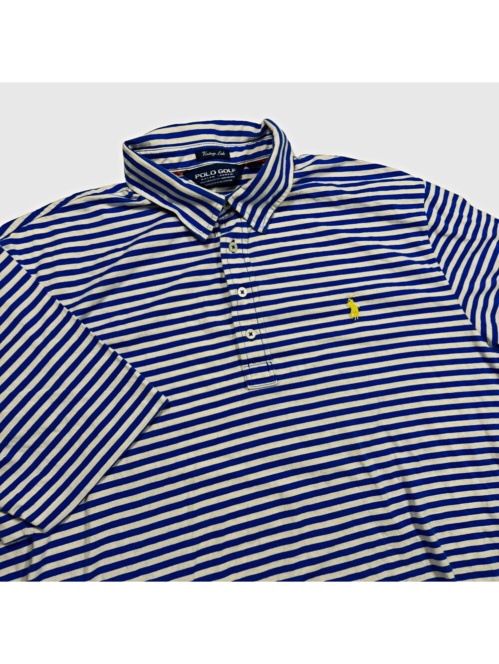 Polo Golf Ralph Lauren Vintage Lisle Men's XL Blue/White Striped Polo Shirt